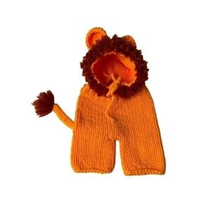 Newborn Photo Session Outfit Lion Costume Hand knit Baby Infant Hat Cap Pants